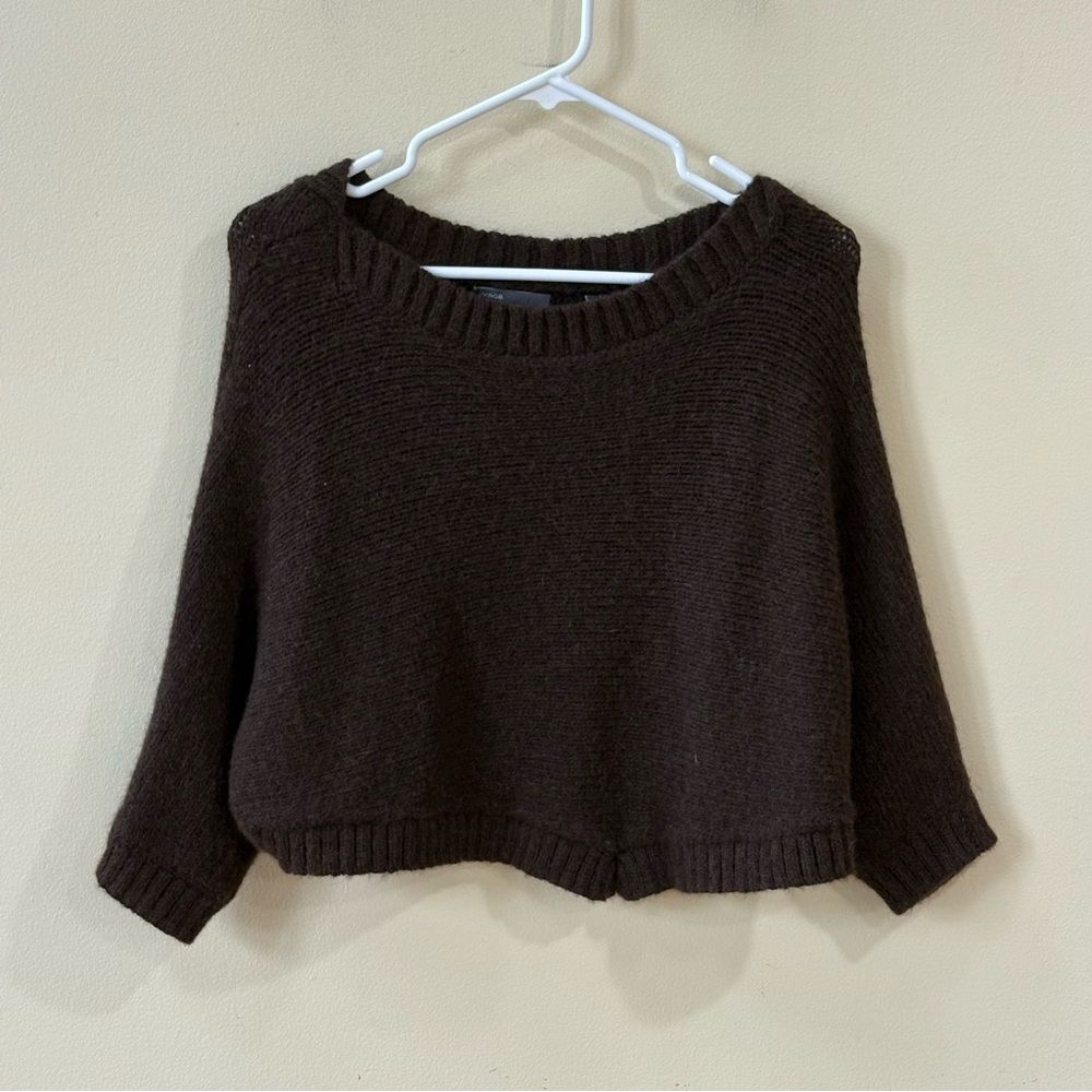 Vince Women's Baby Alpaca Wool Blend Dolman Sweater in Chocolate Brown.